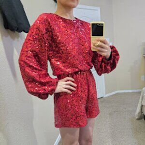 Endless rose Long Sleeve Sequin Romper Size M